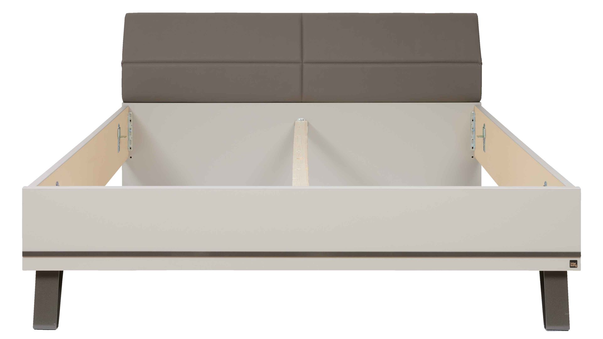 Bettgestell Interliving aus Holz in Weiß Interliving Schlafzimmer Serie 1032 – Bettgestell Weiß, Kieselgrau & Havanna - Liegefläche ca. 180 x 200 cm