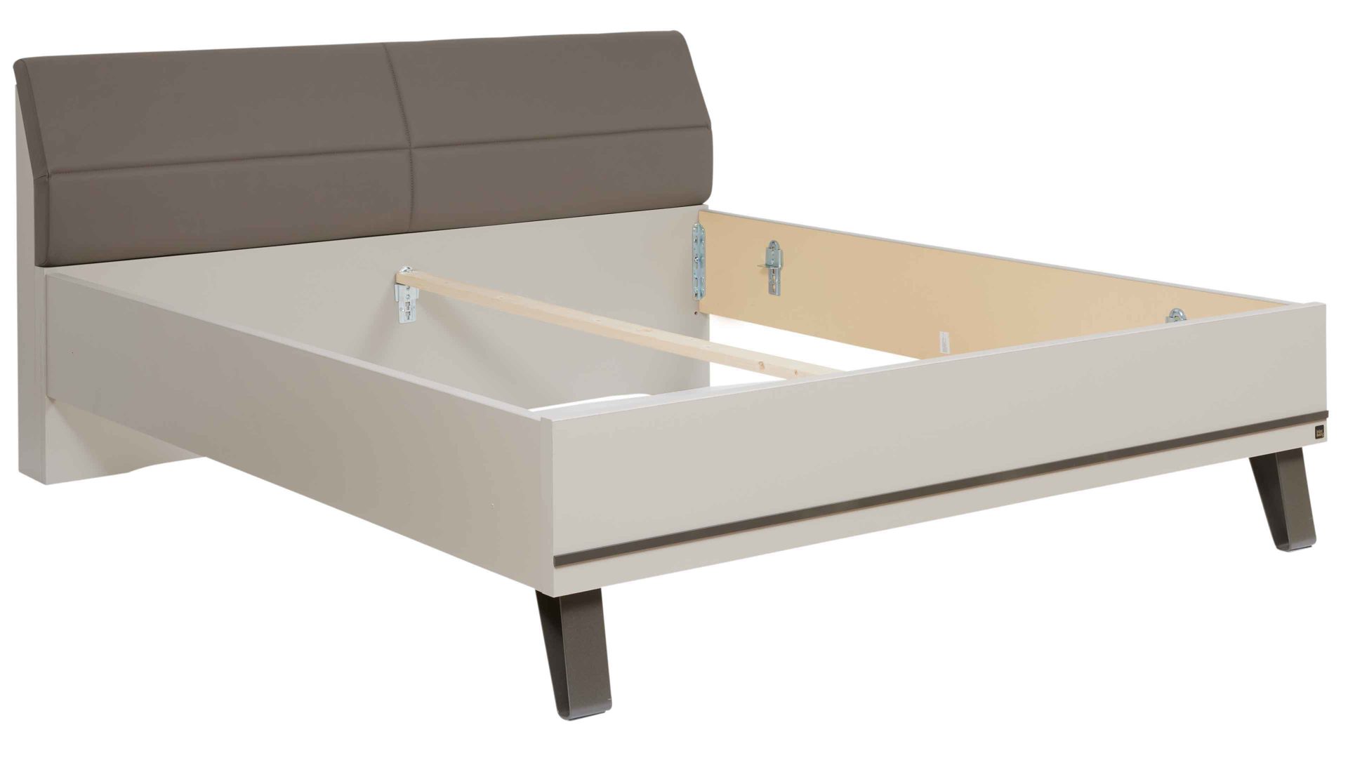 Bettgestell Interliving aus Holz in Weiß Interliving Schlafzimmer Serie 1032 – Bettgestell Weiß, Kieselgrau & Havanna - Liegefläche ca. 180 x 200 cm