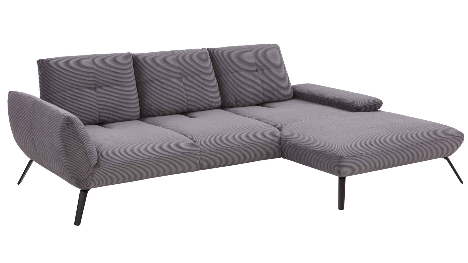 Ecksofa KAWOO aus Stoff in Grau KAWOO Polsterprogramm Dover XC - Ecksofa grauer Cordbezug - Stellfläche ca. 301 x 191 cm