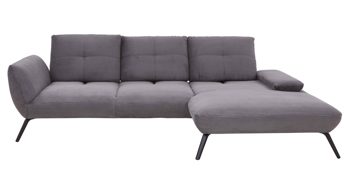 Ecksofa KAWOO aus Stoff in Grau KAWOO Polsterprogramm Dover Plus - Ecksofa grauer Cordbezug - Stellfläche ca. 301 x 191 cm