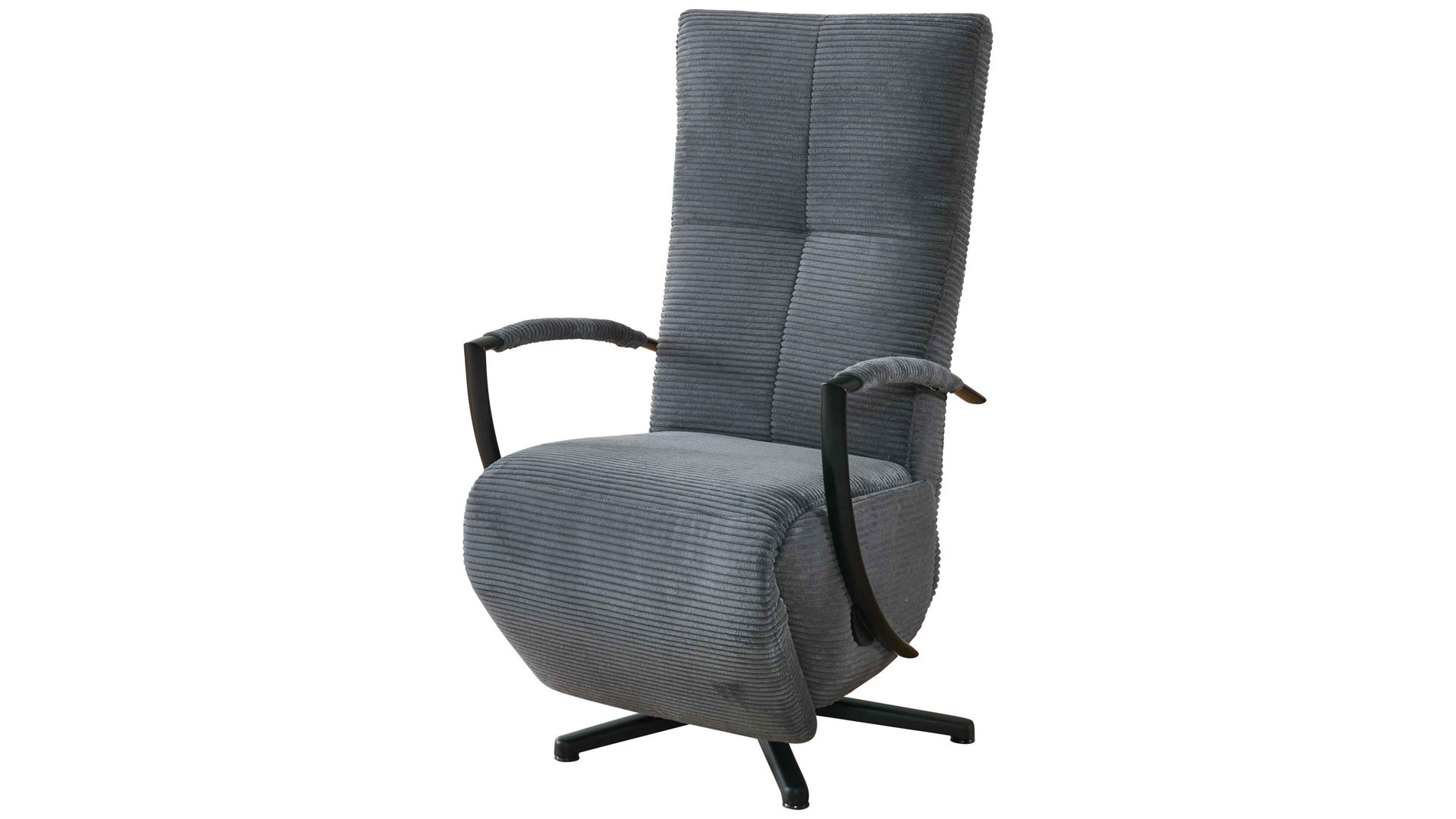 Relaxsessel KAWOO aus Stoff in Grau KAWOO Polsterprogramm Dover XC - Relaxsessel grauer Breitcord Lincoln & schwarzer Sternfuß