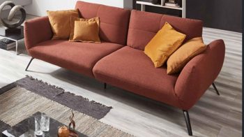 Bigsofa KAWOO aus Stoff in Orange KAWOO Polsterprogramm Dover Plus - Bigsofa kupferfarbenes Flachgewebe Portofino - Länge ca. 260 cm