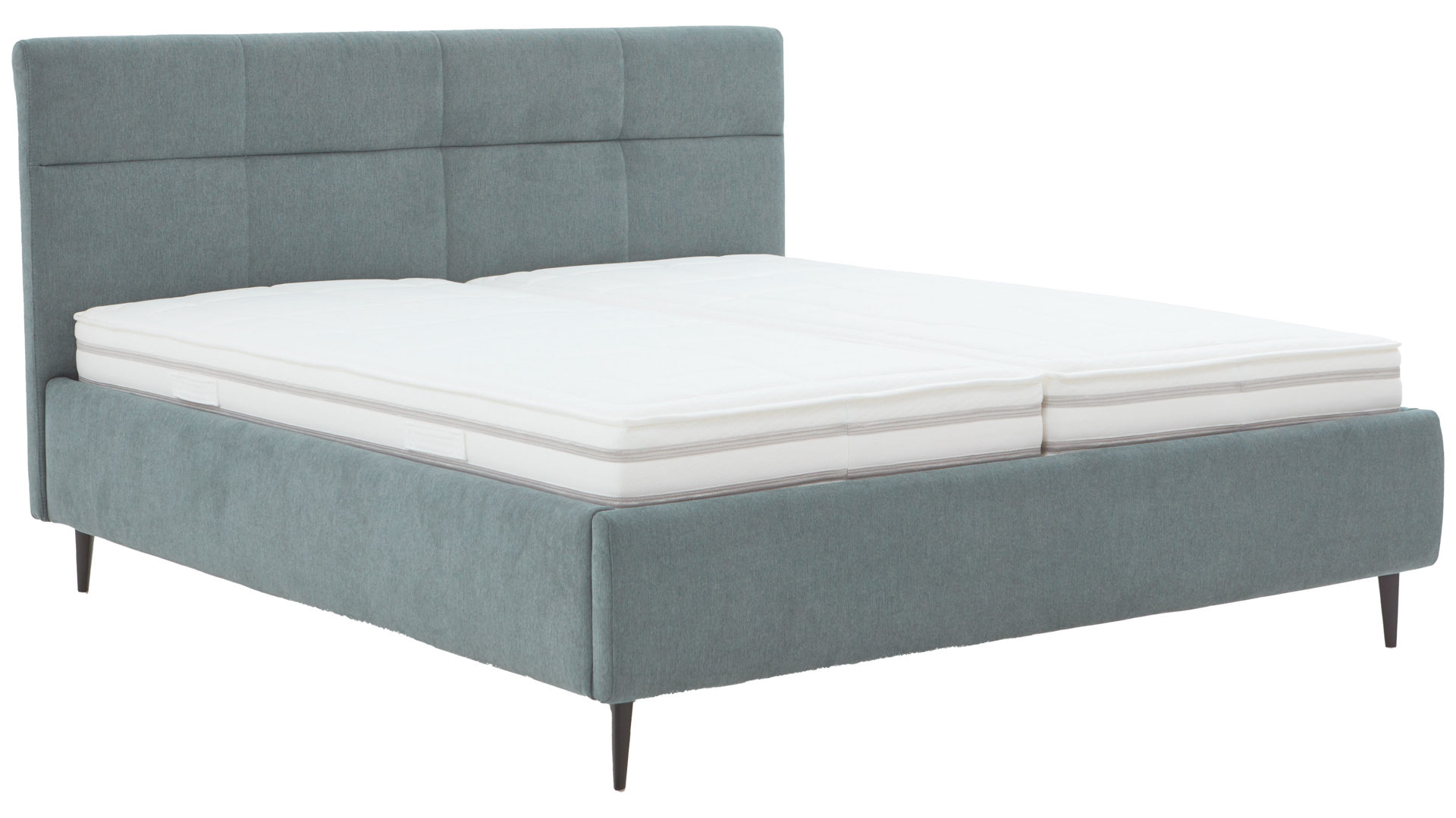 Polsterbett comfortmaster besser sitzen, liegen, leben aus Stoff in Hellblau Comfortmaster Polsterbett Serie OC-PB23104 stahlfarbene Mikrofaser Nele – Liegefläche ca. 180 x 200 cm