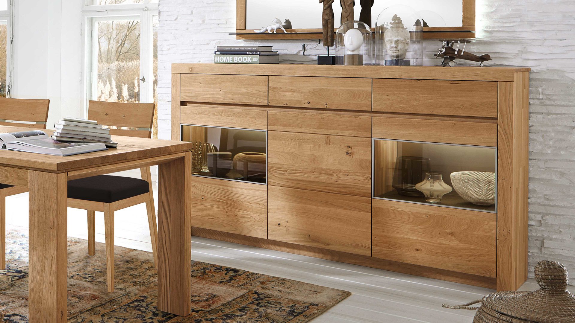 Sideboard Wöstmann markenmöbel aus Holz in Holzfarben WÖSTMANN Wohnprogramm Soleo 3000 - Sideboard Wildeiche - drei Türen, drei Schubladen, Breite ca. 190 cm
