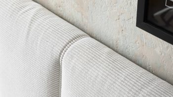 Boxspringbett Interliving aus Stoff in Hellgrau Interliving Boxspringbett Serie 1418 silberfarbener Feincord – Liegefläche ca. 180 x 200 cm