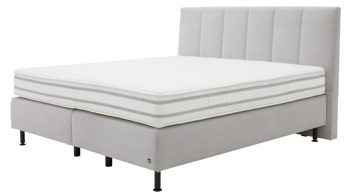 Boxspringbett Interliving aus Stoff in Hellgrau Interliving Boxspringbett Serie 1418 silberfarbener Feincord – Liegefläche ca. 180 x 200 cm
