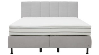 Boxspringbett Interliving aus Stoff in Hellgrau Interliving Boxspringbett Serie 1418 - Boxspringbett mit feinem Cordbezug silberfarbener Feincord – Liegefläche ca. 180 x 200 cm
