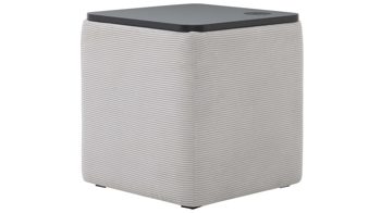 Nachttisch Interliving aus Stoff in Hellgrau Interliving Boxspringbett Serie 1418 - Nachtkonsole mit Ladefunktion silberfarbener Feincord