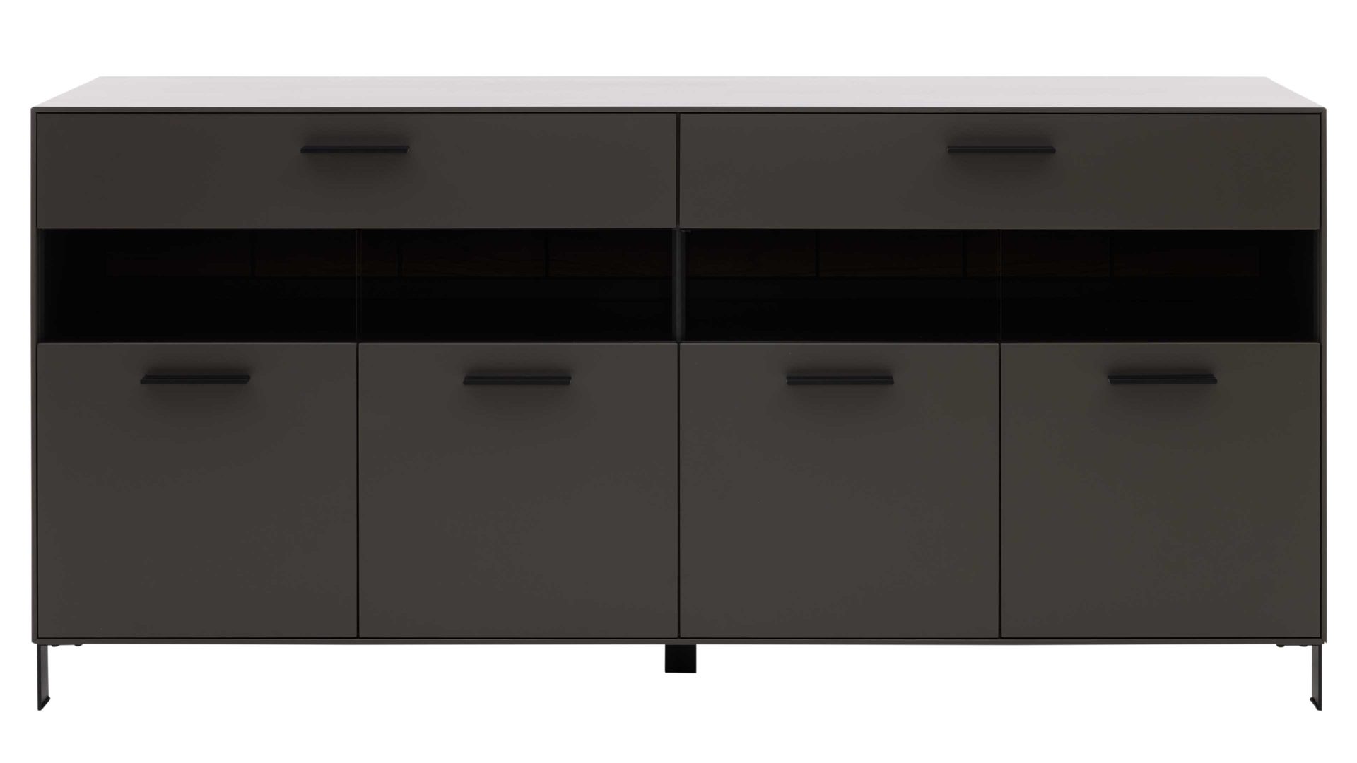 Sideboard Interliving aus Holz in Dunkelgrau Interliving Wohnzimmer Serie 2030 - Sideboard Wolfram Grey & Spaltholz - vier Türen, zwei Schubladen, Breite ca. 180 cm