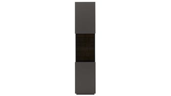 Vitrine Interliving aus Holz in Dunkelgrau Interliving Wohnzimmer Serie 2030 - Vitrine Wolfram Grey & Spaltholz - eine Tür, Breite ca. 45 cm