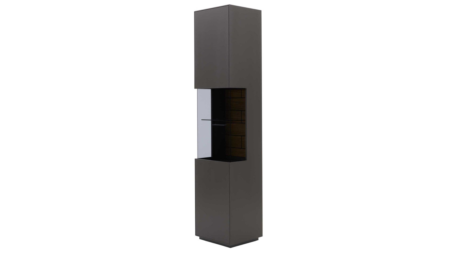 Vitrine Interliving aus Holz in Dunkelgrau Interliving Wohnzimmer Serie 2030 - Vitrine Wolfram Grey & Spaltholz - eine Tür, Breite ca. 45 cm