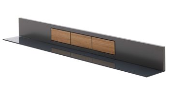 Wohnwand Interliving aus Holz in Dunkelgrau Interliving Wohnzimmer Serie 2030 - Wohnwand Wolfram Grey & Spaltholz - dreiteilig, Länge ca. 275 cm