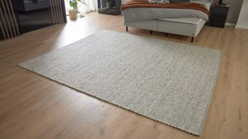 Handwebteppich Interliving aus Naturfaser in Weiß Interliving Teppich Serie B-8003 Weiß meliert – ca. 90 x 170 cm