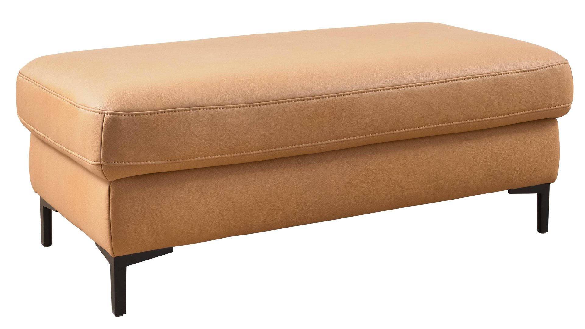 Polsterhocker Interliving aus Stoff in Orange Interliving Sofa Serie 4064 - XXL-Polsterhocker kurkumafarbene Mikrofaser Galero Punto & Fuß W003-01 - ca. 130 x 65 cm