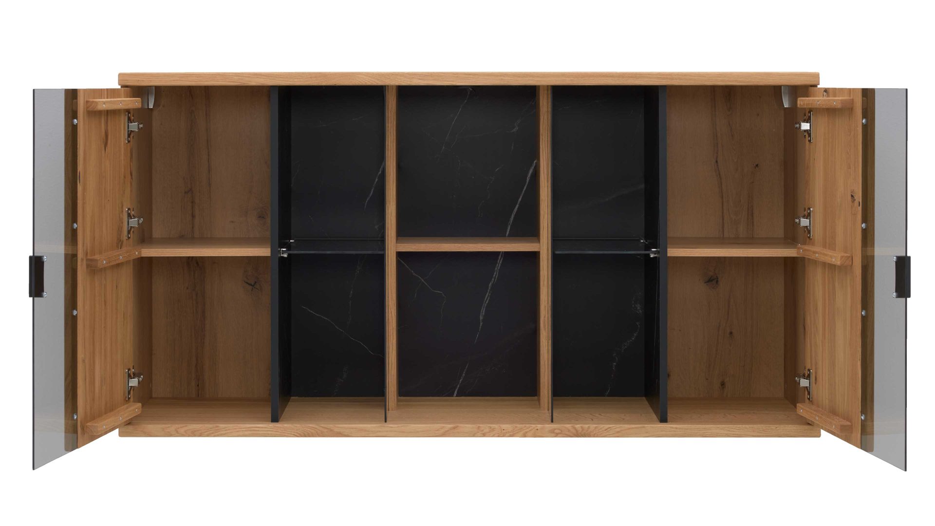 Hängeschrank Interliving aus Holz in Holzfarben Interliving Wohnzimmer Serie 2027 - Hängeschrank 27 Asteiche - zwei Türen, Breite ca. 140 cm