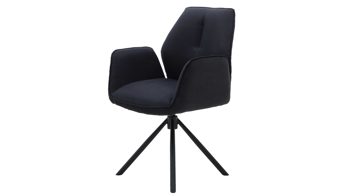 Vierfußstuhl Interliving aus Stoff in Schwarz Interliving Esszimmer Serie 5116 – Armlehnstuhl mit Drehfunktion carbonschwarzer Materialmix Mikrofaser & Cord Ni-Co, schwarzes Gestell F37