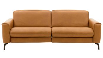 Dreisitzer Interliving aus Leder in Hellbraun Interliving Sofa Serie 4061 - Dreisitzer 3KV parkettfarbenes Leder Torro & schwarze Metallfüße - Länge ca. 218 cm