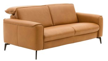Dreisitzer Interliving aus Leder in Hellbraun Interliving Sofa Serie 4061 - Dreisitzer 3KV parkettfarbenes Leder Torro & schwarze Metallfüße - Länge ca. 218 cm