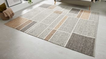 Handwebteppich Interliving aus Naturfaser in Hellbraun Interliving Teppich Serie B-8002 Grau & Haselnuss - ca. 90 x 350 cm