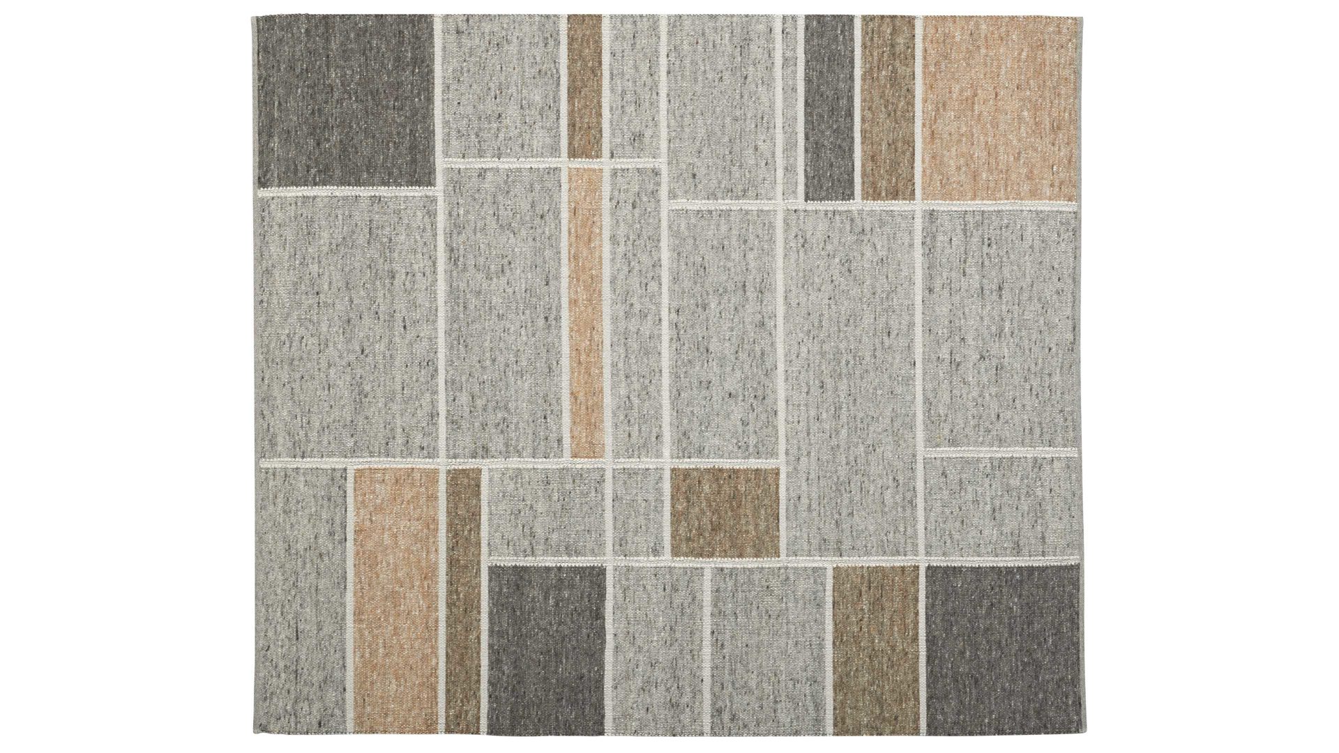 Handwebteppich Interliving aus Naturfaser in Hellbraun Interliving Teppich Serie B-8002 Grau & Haselnuss - ca. 140 x 190 cm