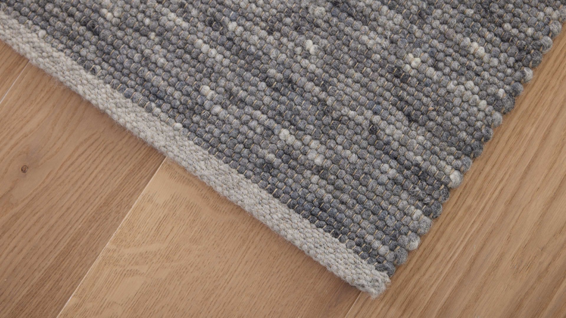 Handwebteppich Interliving aus Naturfaser in Grau Interliving Teppich Serie B-8002 Grau & Hellgrau - ca. 90 x 350 cm