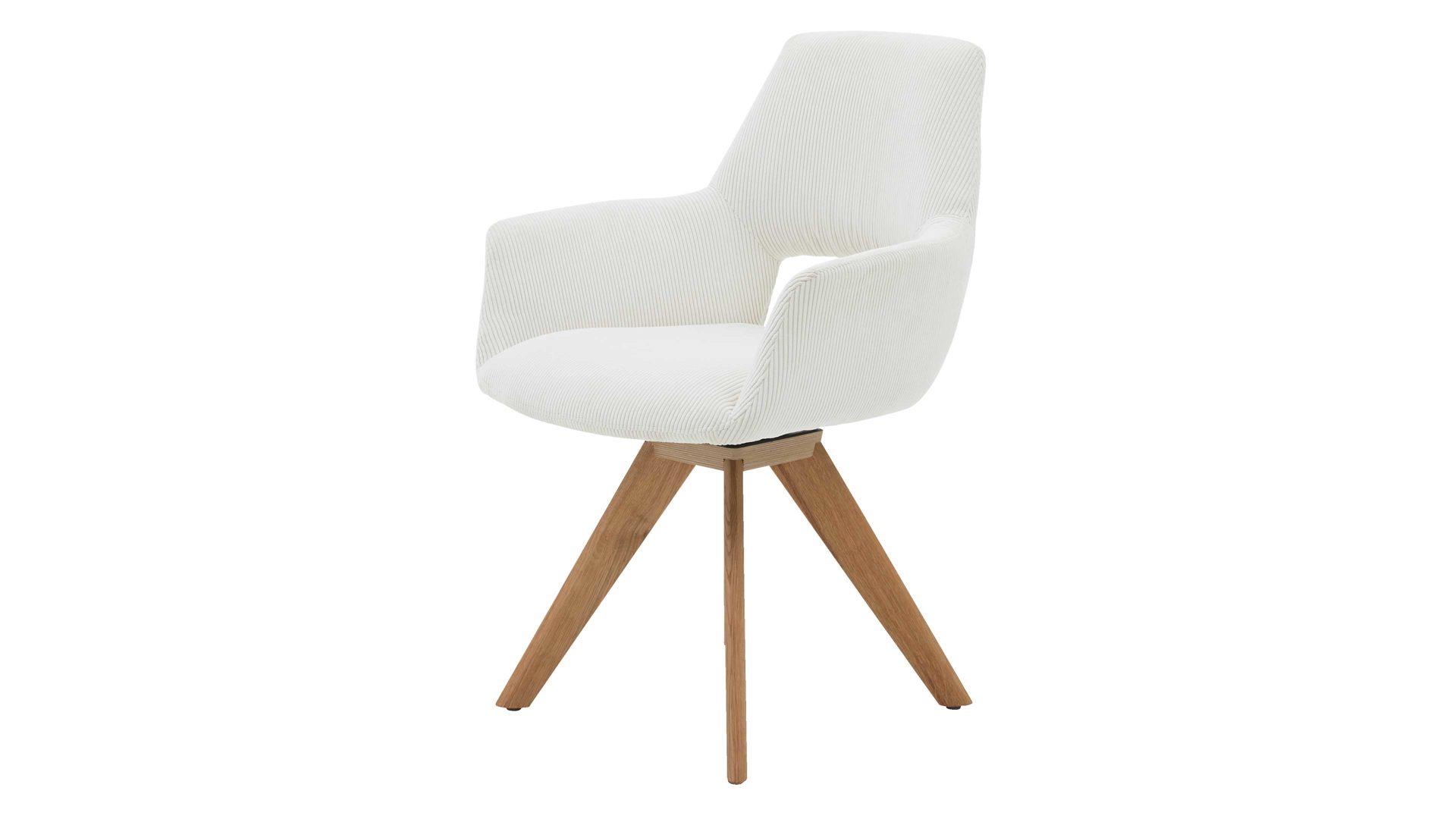 Vierfußstuhl Interliving aus Stoff in Weiß Interliving Esszimmer Serie 5605 – Armlehnstuhl cremeweißer Cord Rebel & Eiche