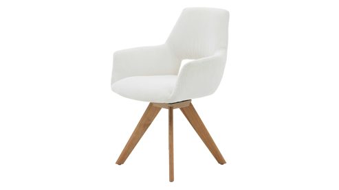Vierfußstuhl Interliving aus Stoff in Weiß Interliving Esszimmer Serie 5605 – Armlehnstuhl cremeweißer Cord Rebel & Eiche