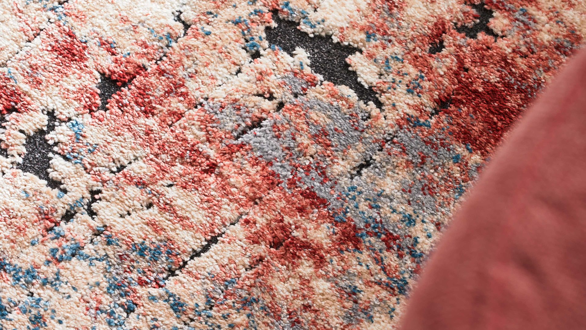 Webteppich Interliving aus Kunstfaser in Beige Interliving Teppich Serie L-8800 Creme-Rot-Blau – ca. 160 x 230 cm