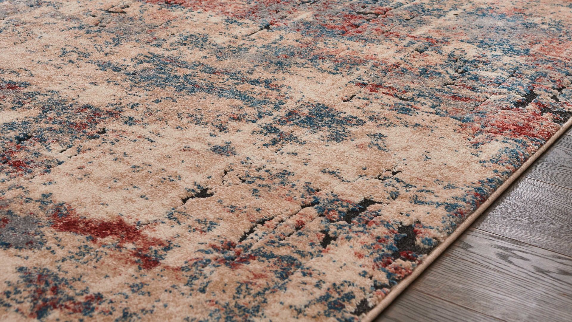 Webteppich Interliving aus Kunstfaser in Beige Interliving Teppich Serie L-8800 Creme-Rot-Blau – ca. 160 x 230 cm