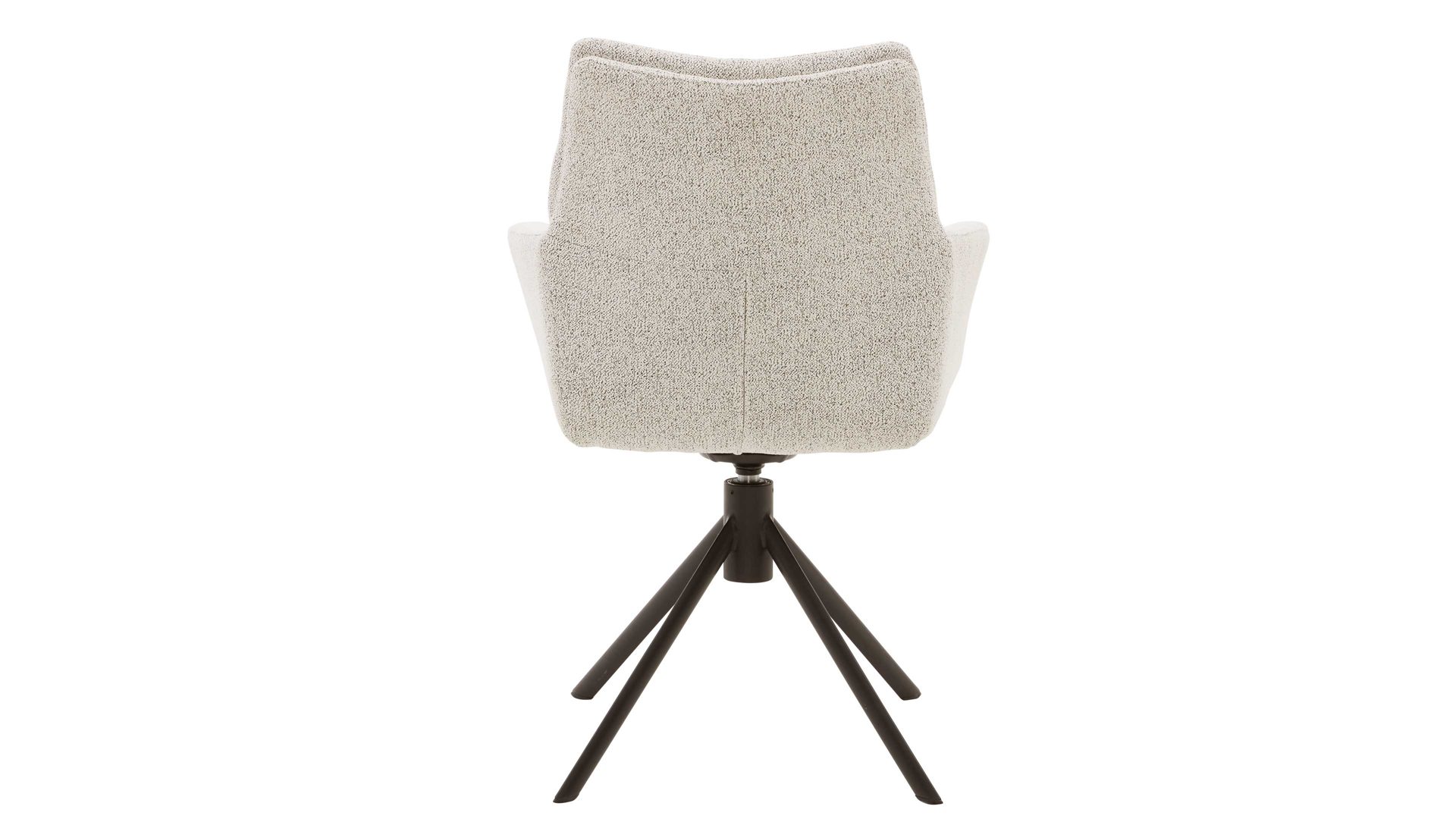 Polsterstuhl Interliving aus Stoff in Weiß Interliving Esszimmer Serie 5118 – Armlehnstuhl 2362 mit Drehfunktion champagnerfarbener Bouclé Elegant wish E07 & mattschwarzes Eisen