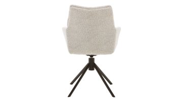 Polsterstuhl Interliving aus Stoff in Weiß Interliving Esszimmer Serie 5118 – Armlehnstuhl 2362 mit Drehfunktion champagnerfarbener Bouclé Elegant wish E07 & mattschwarzes Eisen