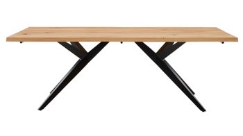 Esstisch Interliving aus Holz in Schwarz Interliving Esszimmer Serie 5118 – Esstisch 7913 Charakter-Eiche & mattschwarzes Eisen - ca. 180 x 100 cm