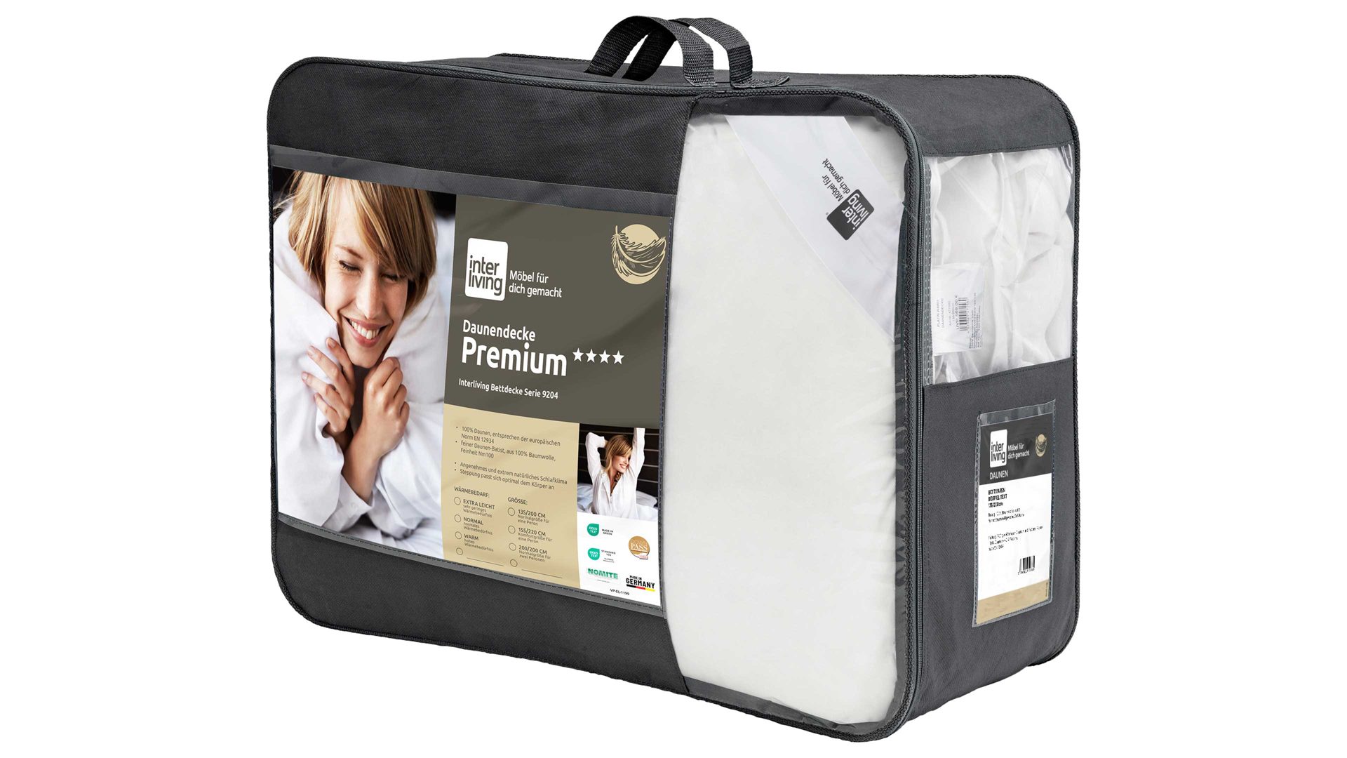 Daunendecke Interliving aus Stoff in Weiß Interliving Bettdecke Serie 9204 - Daunendecke als Sommerbett extraleicht, ca. 240 g Daunen - ca. 135 x 200 cm