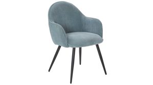 Vierfußstuhl WOODS & TRENDS aus Stoff in Hellblau WOODS & TRENDS Armlehn-Polsterstuhl Arielle hellblauer Breitcord & schwarzes Metall