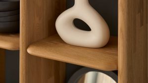 Wohnwand Interliving aus Holz in Holzfarben Interliving Wohnzimmer Serie 2028 - Wohnwand Wildeiche - vierteilig, Länge ca. 335 cm