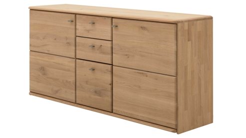 Sideboard Interliving aus Holz in Holzfarben Interliving Wohnzimmer Serie 2028 - Sideboard 2650 Wildeiche - drei Türen, drei Schubladen, Breite ca. 162 cm