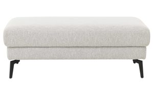 Polsterhocker Interliving aus Stoff in Weiß Interliving Sofa Serie 4065 – XXL-Polsterhocker ecrufarbener Webstoff Loft & schwarze Metallfüße – ca. 130 x 65 cm