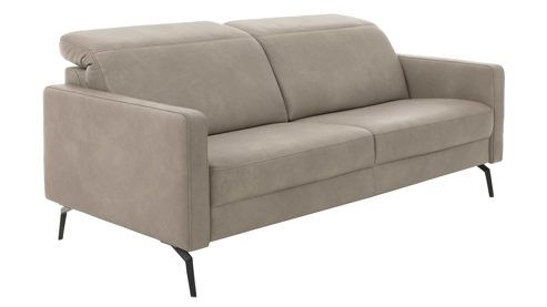 2,5-Sitzer Interliving aus Leder in Grau Interliving Sofa Serie 4065 – 2,5-Sitzer 2,5KV kieselfarbenes Leder Cloudy gravel & schwarze Metallfüße – Länge ca. 210 cm