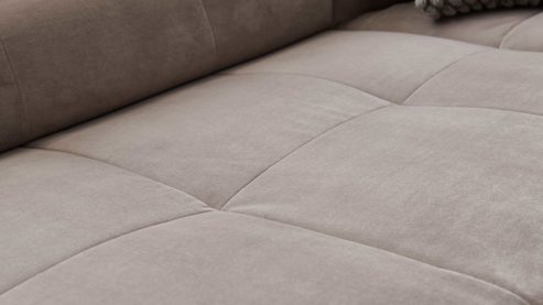 Ecksofa SOFAkultur aus Stoff in Hellgrau SOFAkultur Programm SK 745 2.0 - Ecksofa silberfarbener Bezug Velvet - Stellfläche ca.  276 x 219 cm