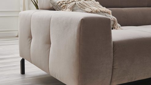 Ecksofa SOFAkultur aus Stoff in Hellgrau SOFAkultur Programm SK 745 2.0 - Ecksofa silberfarbener Bezug Velvet - Stellfläche ca.  276 x 219 cm