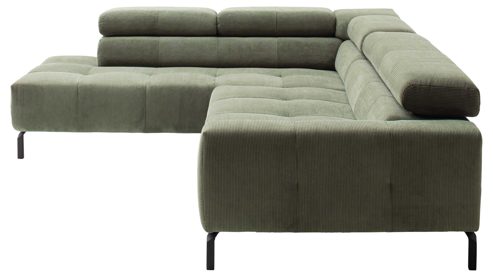 Ecksofa SOFAkultur aus Stoff in Grün SOFAkultur Programm SK 745 - Ecksofa olivfarbener Feincord - Stellfläche ca.  276 x 219 cm
