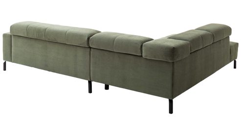 Ecksofa SOFAkultur aus Stoff in Grün SOFAkultur Programm SK 745 - Ecksofa olivfarbener Feincord - Stellfläche ca.  276 x 219 cm