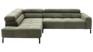 Ecksofa SOFAkultur aus Stoff in Grün SOFAkultur Programm SK 745 2.0 - Ecksofa olivfarbener Feincord - Stellfläche ca.  276 x 219 cm