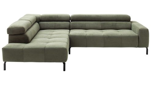 Ecksofa SOFAkultur aus Stoff in Grün SOFAkultur Programm SK 745 - Ecksofa olivfarbener Feincord - Stellfläche ca.  276 x 219 cm