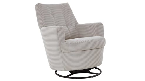 Polstersessel KAWOO aus Stoff in Hellgrau KAWOO Drehsessel SE 53 hellgrauer Cord GCT 9 & schwarzer Metallring