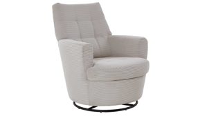 Polstersessel KAWOO aus Stoff in Hellgrau KAWOO Drehsessel SE 53 hellgrauer Cord GCT 9 & schwarzer Metallring