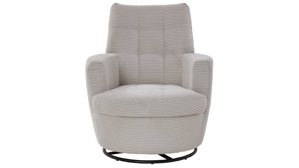 Polstersessel KAWOO aus Stoff in Hellgrau KAWOO Drehsessel SE 53 hellgrauer Cord GCT 9 & schwarzer Metallring