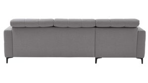 Ecksofa KAWOO aus Stoff in Grau KAWOO Serie 8334 - Ecksofa silbergrauer Webstoff DRL 69 & schwarze Metallfüße S11 - Stellfläche ca. 187 x 273 cm