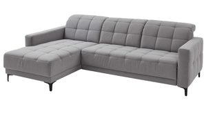 Ecksofa KAWOO aus Stoff in Grau KAWOO Serie 8334 - Ecksofa silbergrauer Webstoff DRL 69 & schwarze Metallfüße S11 - Stellfläche ca. 187 x 273 cm