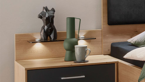 Paneel PARTNERRING COLLECTION aus Holz in Holzfarben PARTNERRING COLLECTION Schlafzimmerprogramm Pasadena – Paneel-Set mit Beleuchtung Bianco Eiche - zweiteilig